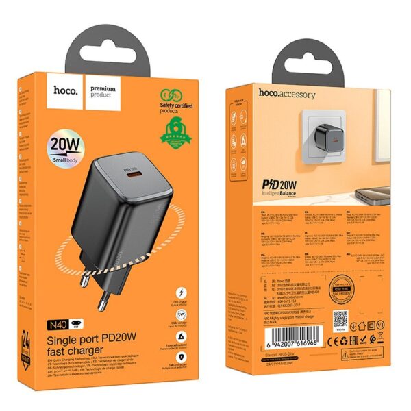 HOCO - N40 wall charger Type C QC PD 20W black