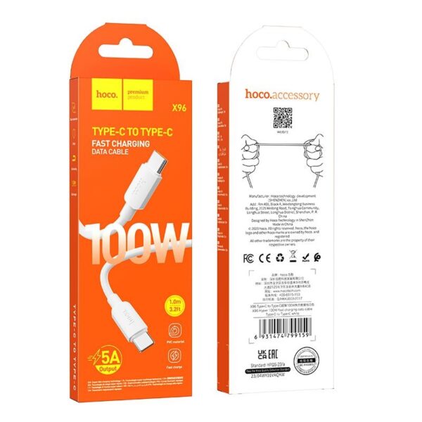 HOCO - X96 cable Type C to Type C PD 6A 100W 1m white