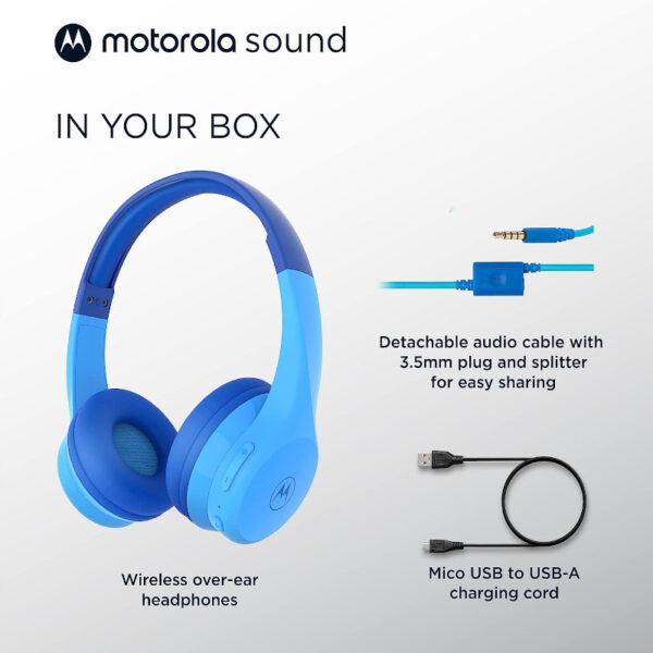 Motorola Moto JR300 BL Μπλε ασύρματα on ear Bluetooth παιδικά ακουστικά με splitter