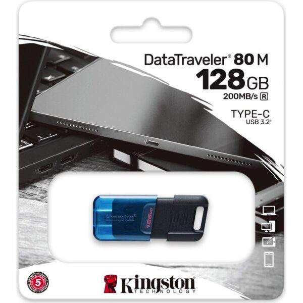 Kingston DataTraveler 80Μ 128GB USB 3.2 Stick με σύνδεση USB-C Μαύρο