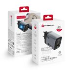 FORCELL GaN III VT-37 travel charger with display LCD 2 x Type C + USB A PD QC4.0 SAM SFC2.0 3,45A 70W gray