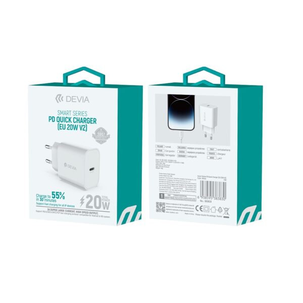 DEVIA wall charger Smart PD 1x USB-C 20W white