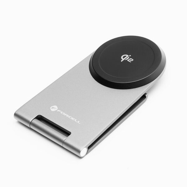 FORCELL Flip Charge Qi2 15W wireless charger compatible with MagSafe silver