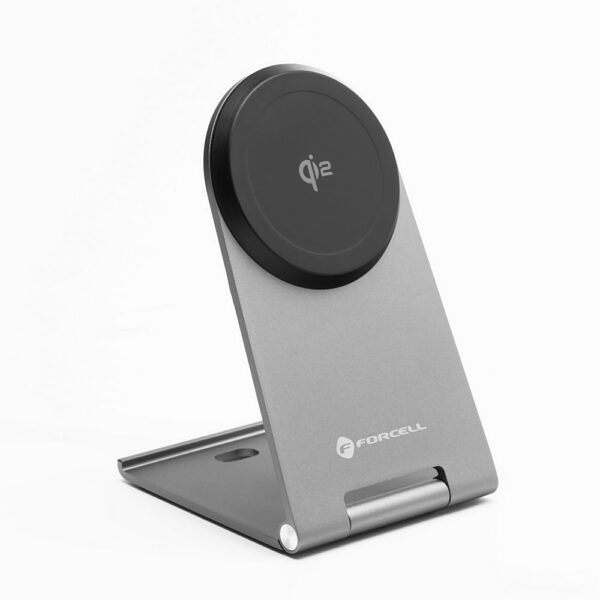FORCELL Flip Charge Qi2 15W wireless charger compatible with MagSafe silver