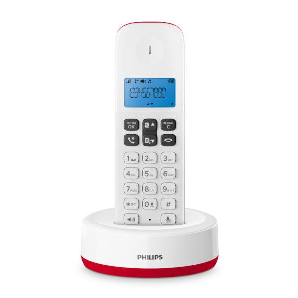 Philips D1611R/GRS Κόκκινο Ασύρματο τηλέφωνο ανοιχτή ακρόαση, φωτιζόμενη οθόνη και 50 μνήμες