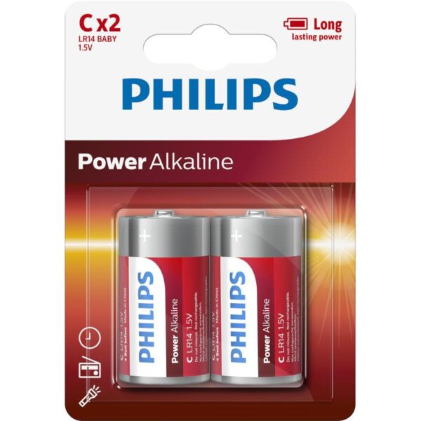 PHILIPS LR14 C 1,5V POWER ALKALINE BATTERY Blister 2τεμ