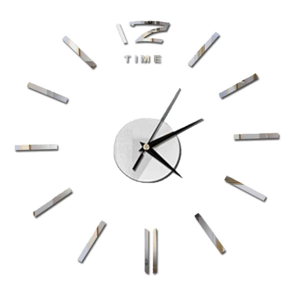 Ρολόι Τοίχου Αυτοκόλλητο Κιτ Ασημί